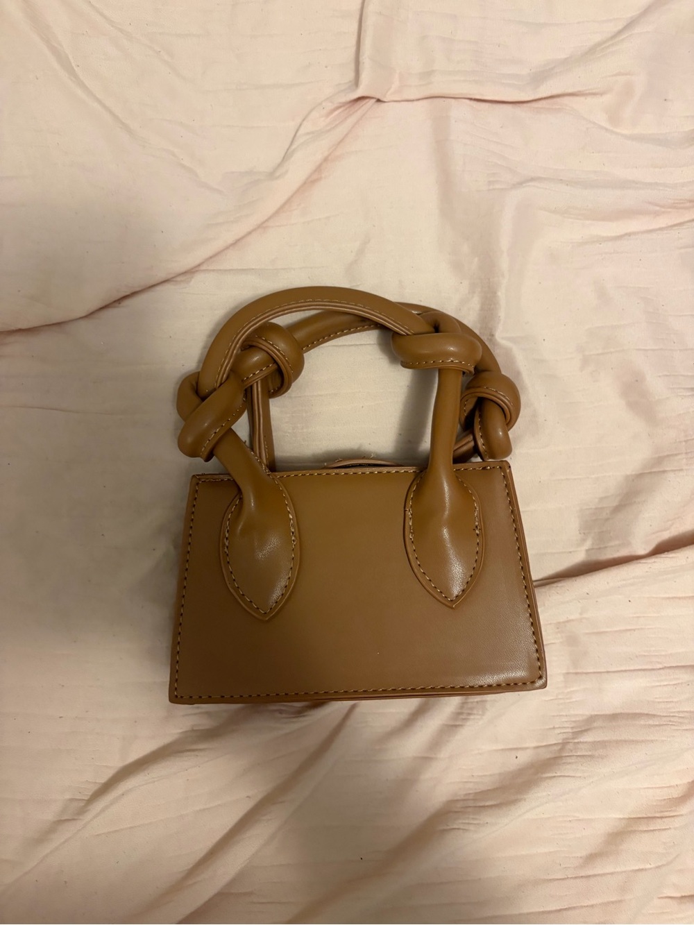 SHEIN Caramel Knot-Handle Mini Tote